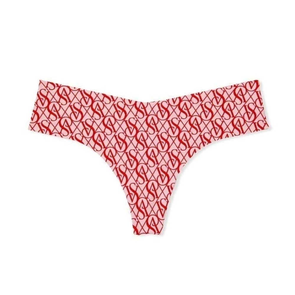 Victoria's Secret Small Red allover VS Logo Seamless Thong